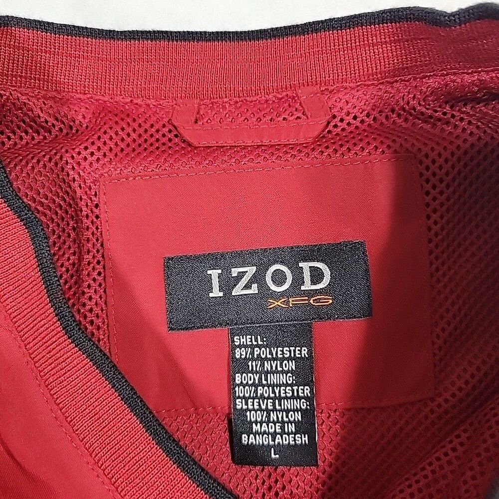 New Izod XFG Windbreaker Mens Sz L Red Jacket Side Zipper Pullover Golf (3092) - Picture 2 of 10
